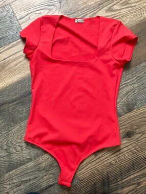 Intimately Free People Bodysuit Sz Medium Fair & Square Neck Stretch Womens